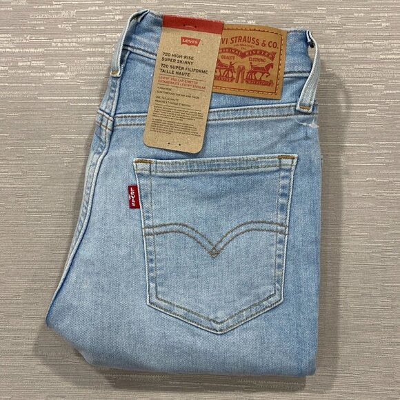 Levi's 720 Jeans Womens 27 x 28 High Rise Super Skinny Light Wash Stretch Denim - Picture 5 of 15